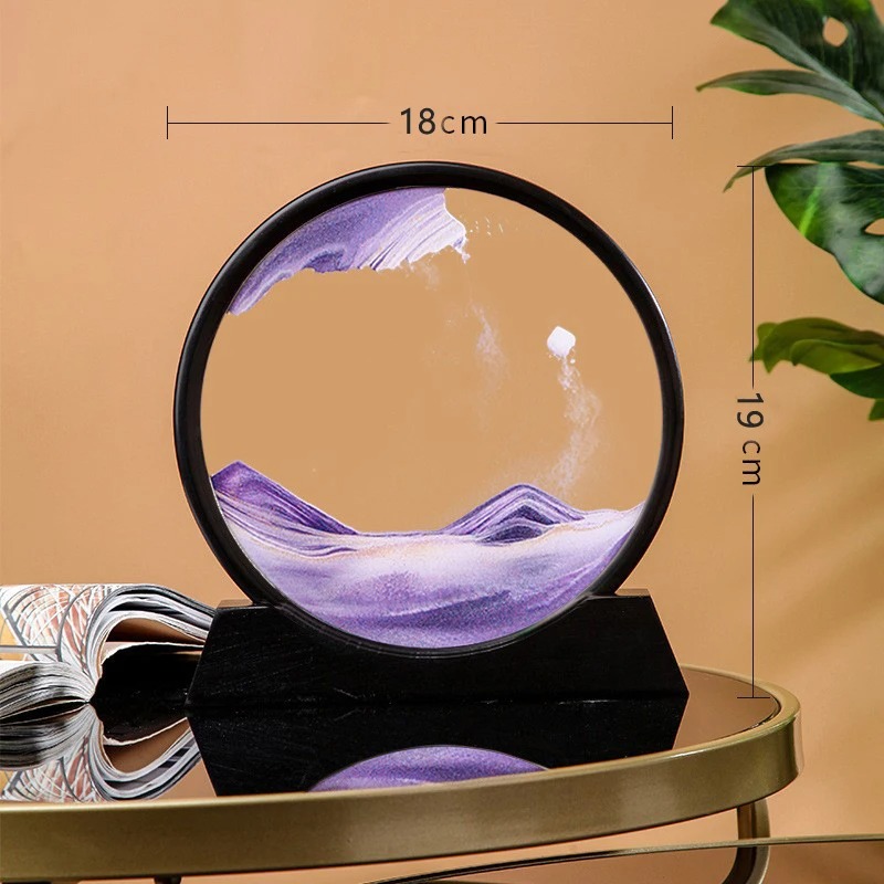 3D Sanduhr Treibsand beweglichen Sand Kunst Bild rundes Glas Tiefsee Sand landschaft Handwerk fließende Malerei Büro Wohnkultur: Armee Grün