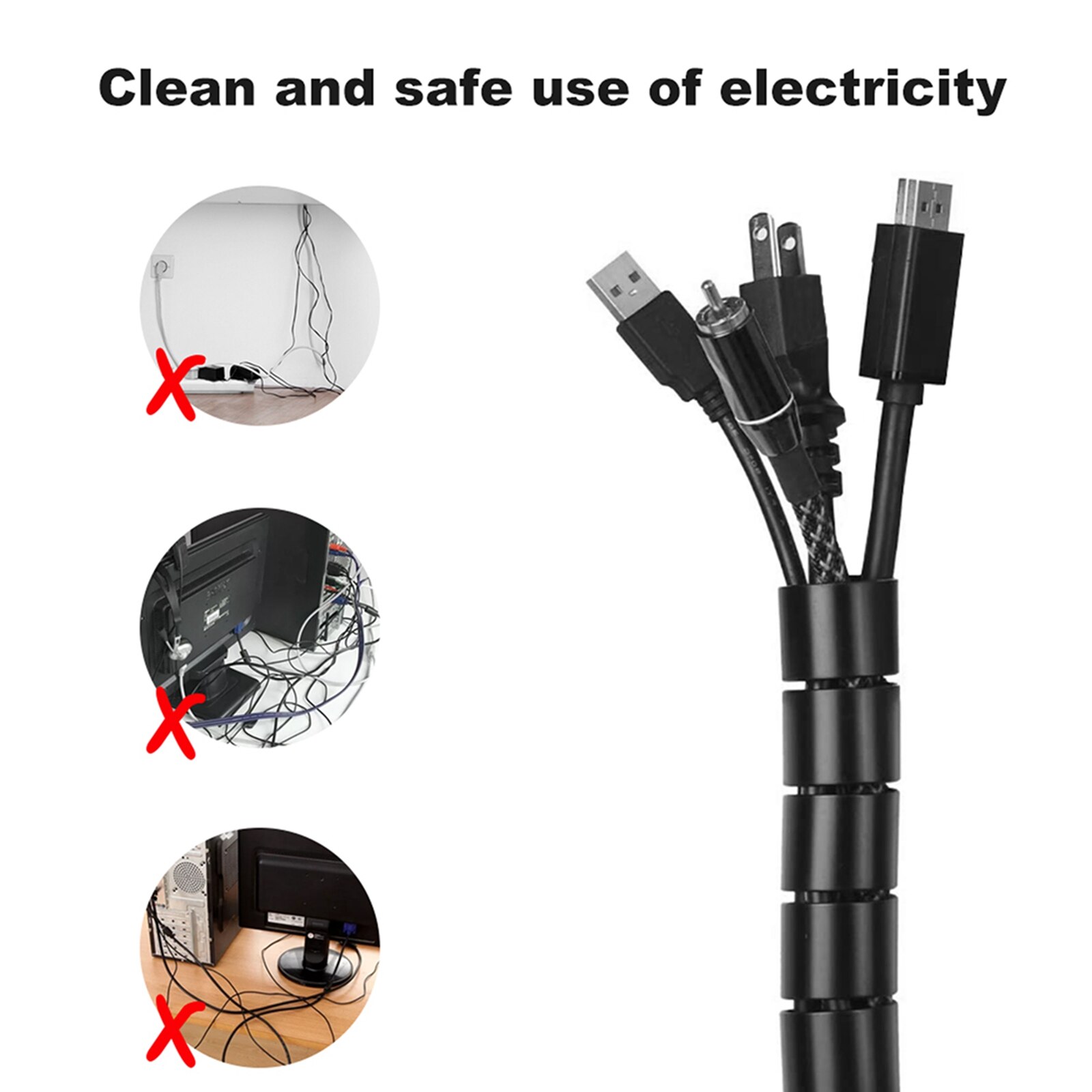 Cubierta de Cable impermeable para cables eléctricos, cubierta protectora de plástico Universal, Kit de gestión de cables para el hogar