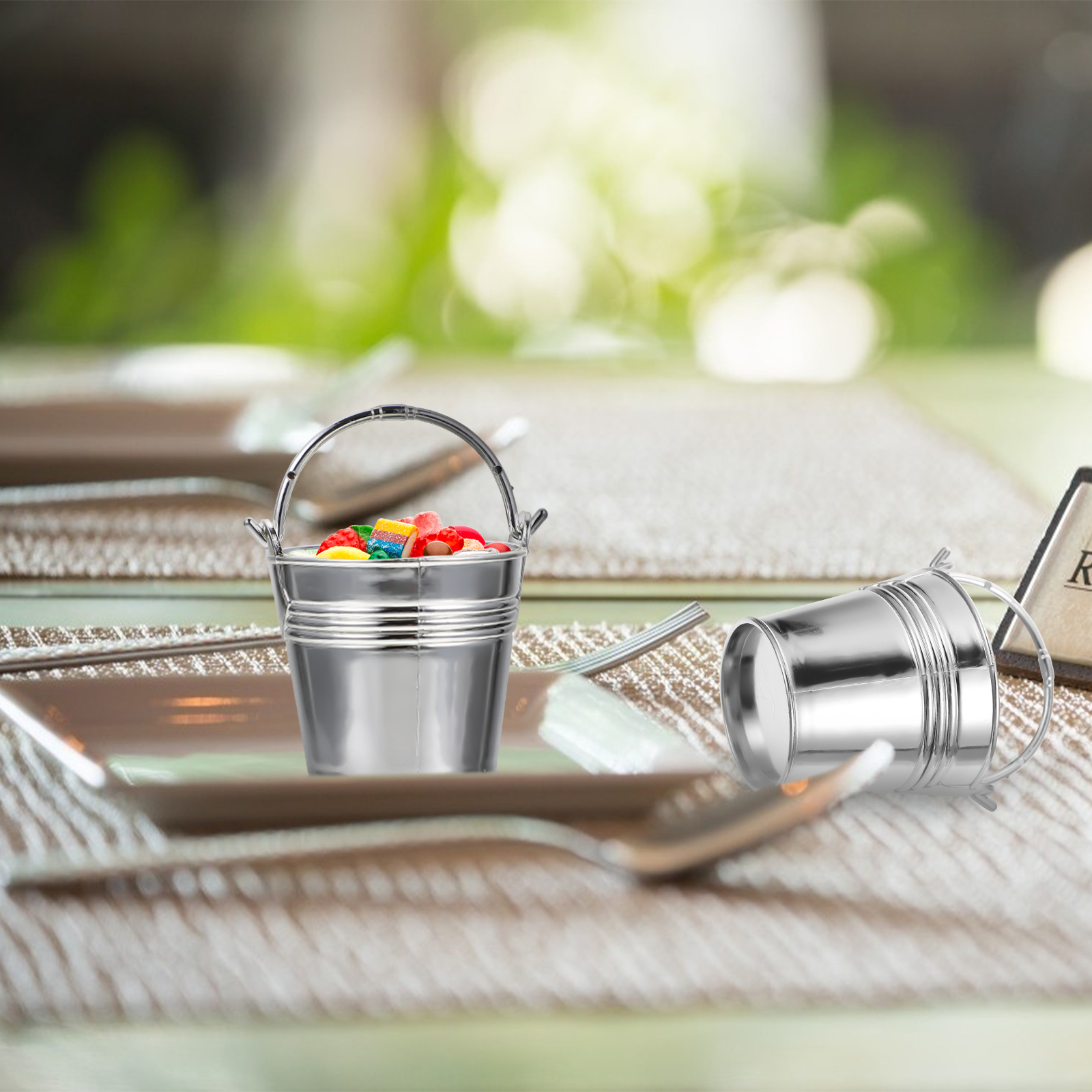 10Pcs Snack Cookie Bucket Handheld Food Storage Bucket Restaurant Silver