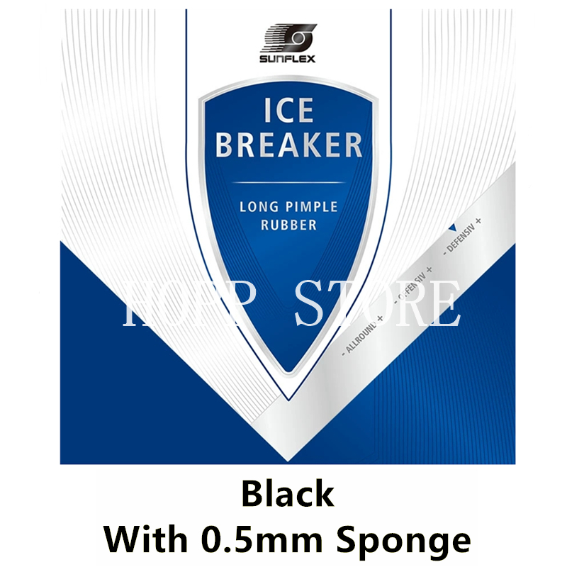 Sunflex Icebreaker Lange Pips-Out Tafeltennis/Pingpong Rubber Met Spons Rubber Zonder Spons (Bovenvel Ox): Black 0.5mm sponge
