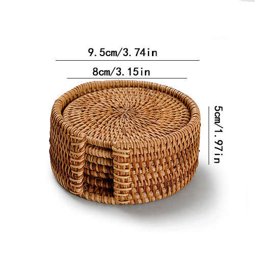 Rotting cup coasters sæt pot pad bordmåtte 6 størrelser porta copos placemats boligindretning vintage bambus håndlavet: 8cm sæt