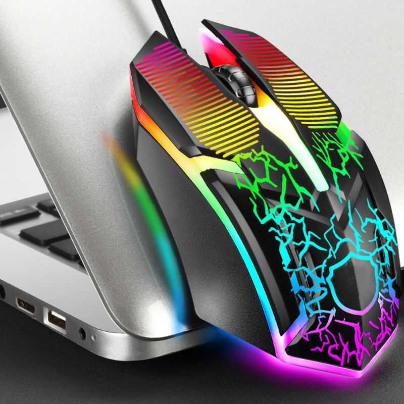 Wired Gaming Keyboard Mouse Combo Set Colorful LED Backlit Computer Keyboad 090F