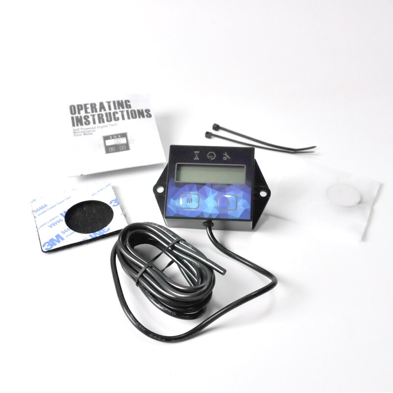 Small Digital Engine Tachometer Hour Meter Gauge Track Oil Change Inductive Hour Meter for Boat Lawn Mower Motorcycle Outboard