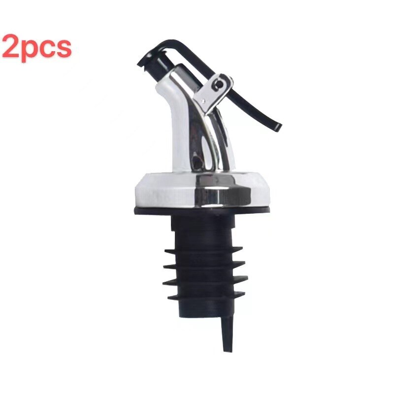 Olive Oil Bottle Sprayer Wine Drip Pourers Liquor Dispenser Leak-proof Nozzle Kitchen Tools Lock Wine Spout Stopper Bar Tool: 2 pcs Silver