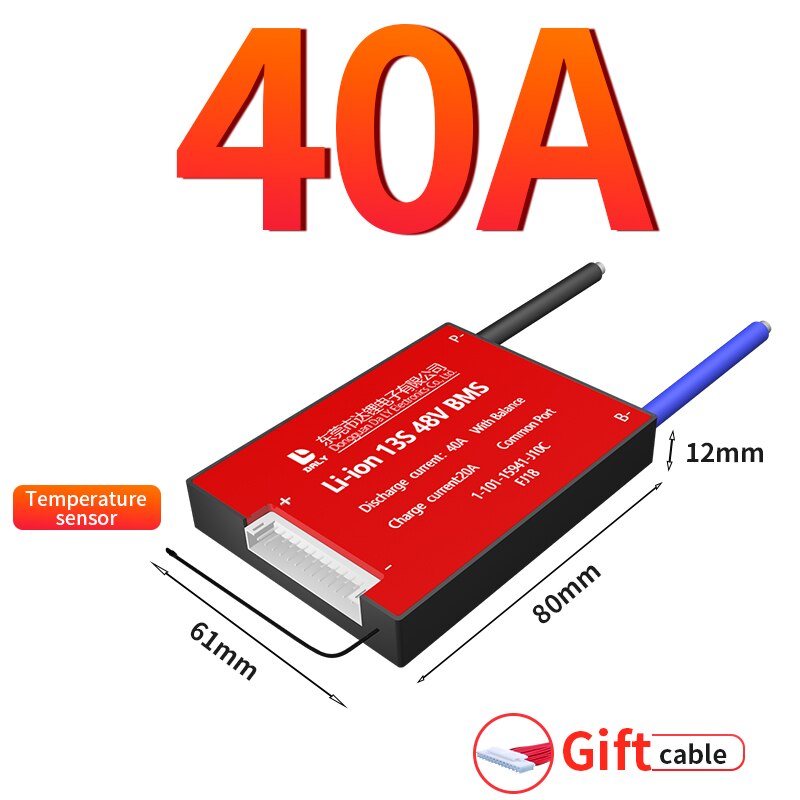 li-ion BMS 10S 36V 13S 48V 15A 20A 30A 40A 50A 60A with Balance Low High Temperature Cut Off Protection Support Ebike Escooter: LI-ion 13S 48V / 40A with NTC