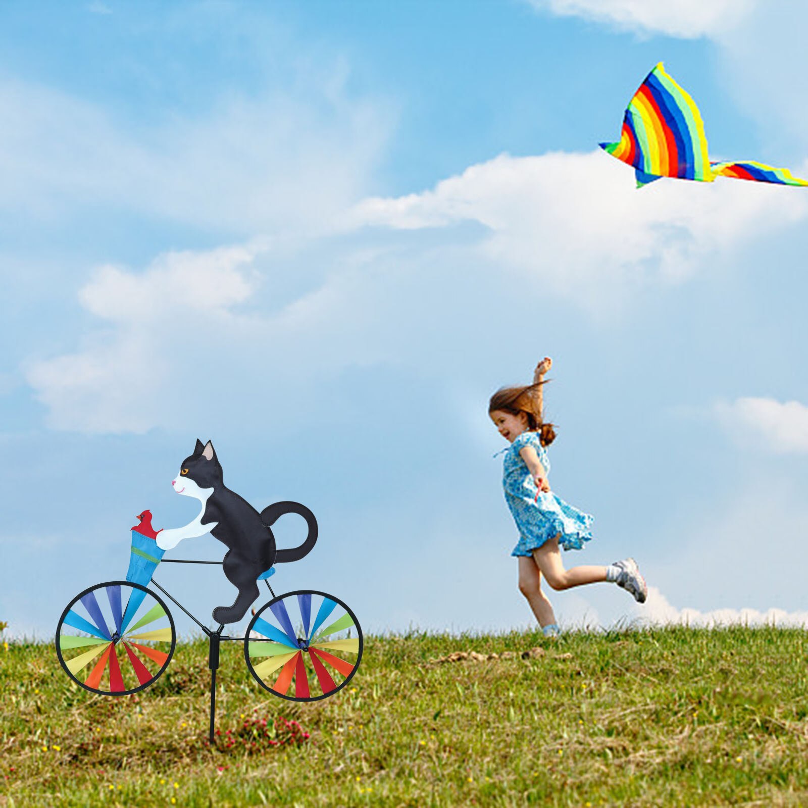 25# Kites Bike Lawn Wind Garden Party Garden Lawn Windmill Decoration Outdoor Whirligig Garden Lawn Yard Decor Wind Spinners