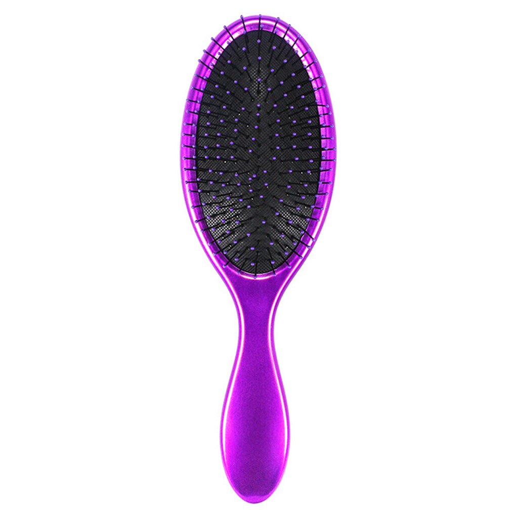Cepillo acolchado antiestático para masaje del cuero cabelludo para mujer, cepillo alisador para desenredar: Purple