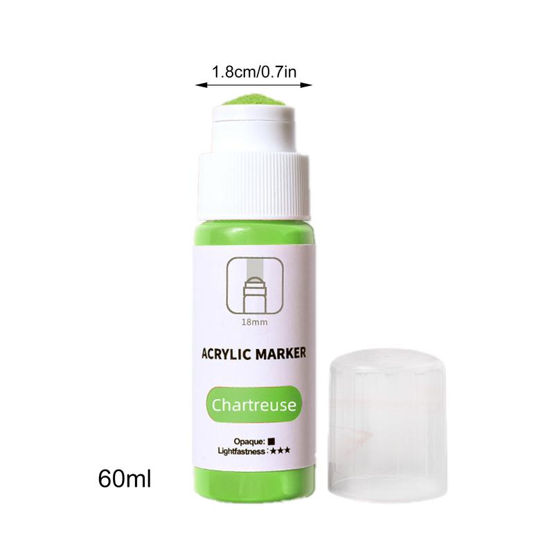 Rotuladores de pintura para grafiti, rotulador acrílico con punta de 18mm de secado rápido, permanente, fregona de 60ml, marcador para grafiti, resistente al agua y a la decoloración