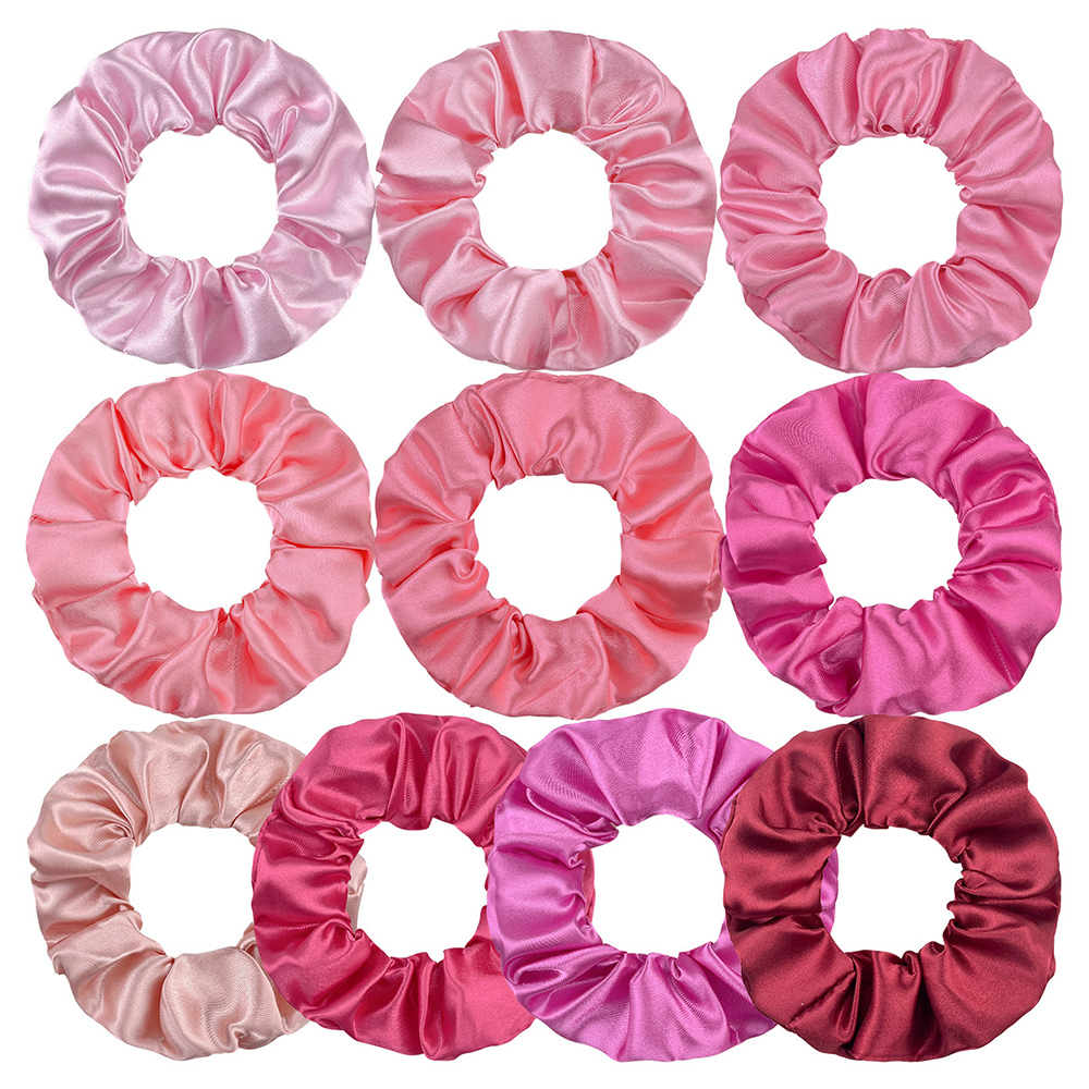 Gomas para el cabello de seda rosa para mujer y niña, banda elástica para el cabello de Color sólido, coleteros, accesorios para el cabello elegantes, 6/10/20 piezas