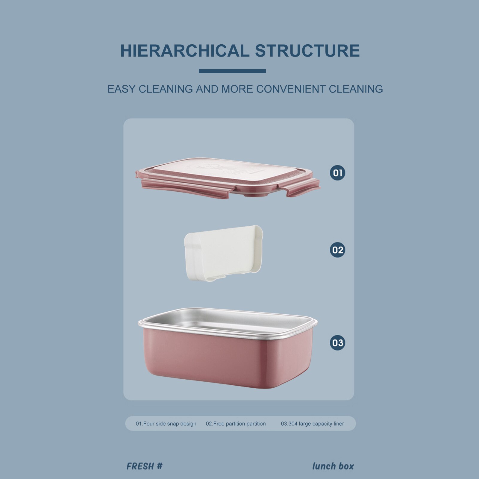 Stainless Steel Bento Box Food Grade Portable Food Storage Container Microwave Lunch Box Household Picnic Accessories