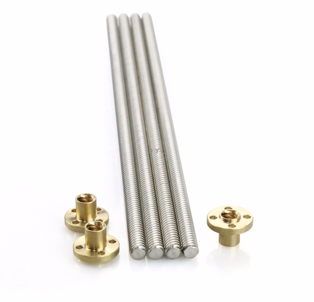Varilla roscada Acme de 8mm, husillo de plomo de acero inoxidable + tuerca T8 para impresora 3D CNC para Reprap