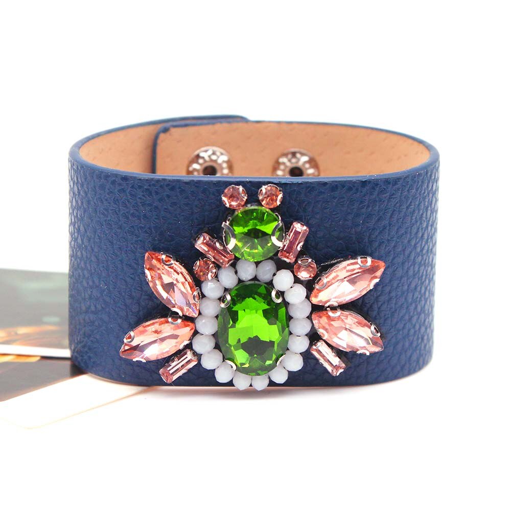 D&amp;D Embroidery Crystal Golden bee Leather Bracelet &amp; Bangles for women Bracelet