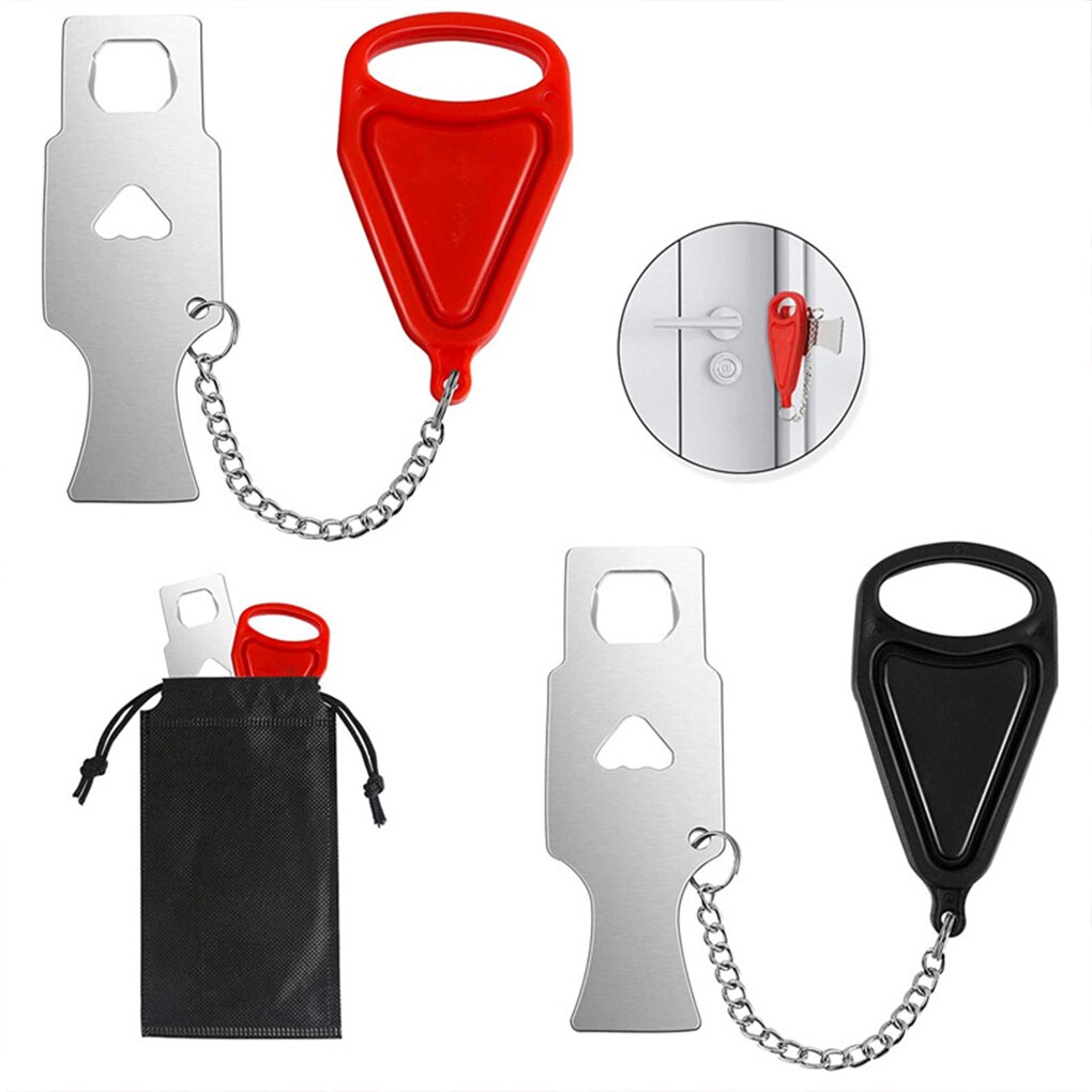 Safety Lock Portable Stainless Steel Intrusion Prevention Buckle Anti Theft Home Hotel Travel Security Supplies