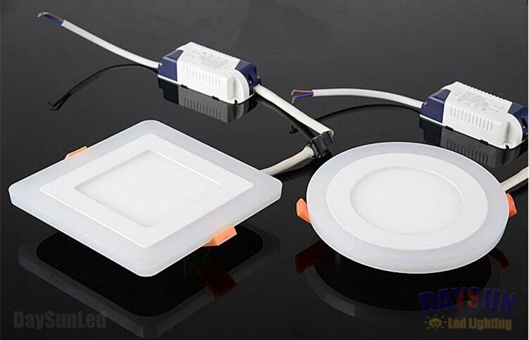 Ultratynt ledet downlight 6w 9w 16w 24w ledet-lampe med til farger  ac85-265v innfelte taklamper hvit + blå