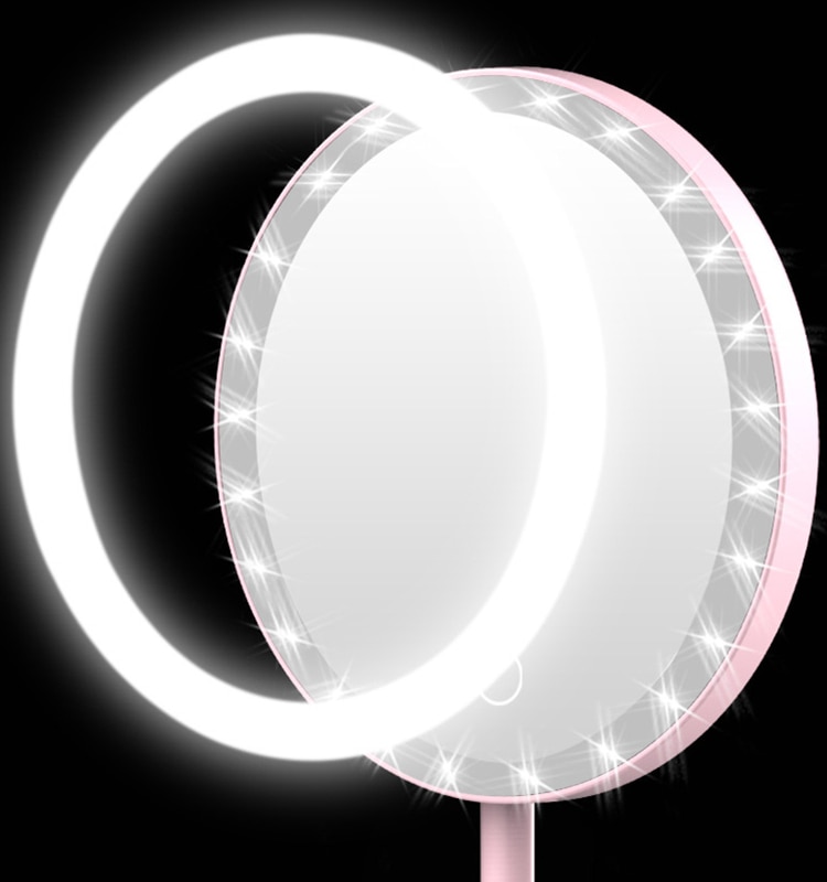 LED Light Makeup Mirror Adjustable Touch-Control Make-up Mirror With Daylight Rechargeable Lithium Battery For Usb Vanity Mirror