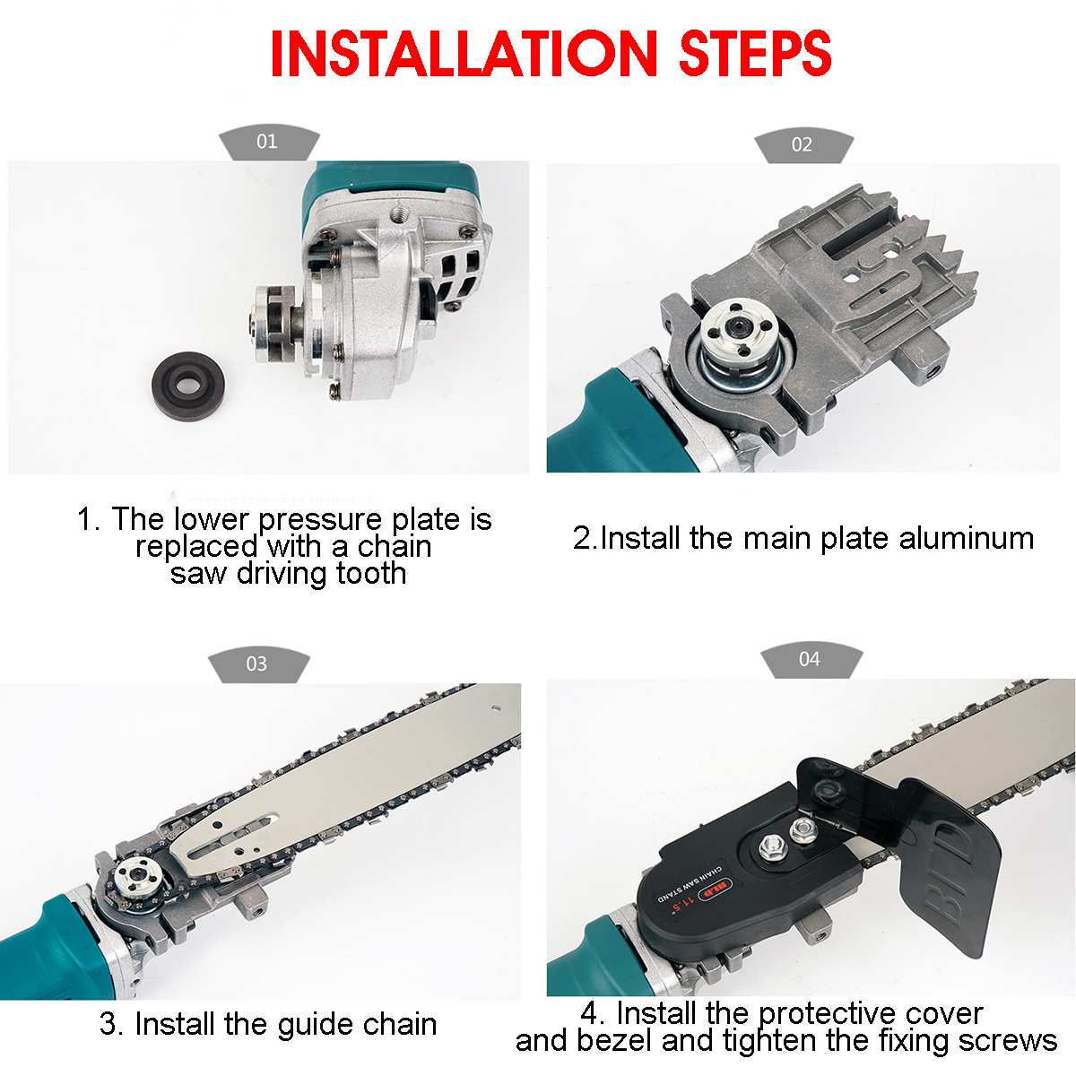 16 Inch Electric Chainsaw Bracket Stand Adaptor Changed M10 Woodworking Chainsaw Kit for Angle Grinder Quick Heat Dissipation