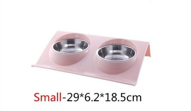 Dubbele voerbak voor honden en katten, verhoogde voerbak van roestvrij staal, voerbak voor hondenbenodigdheden, voerbak voor huisdieren, voedselcontainer: Is roze