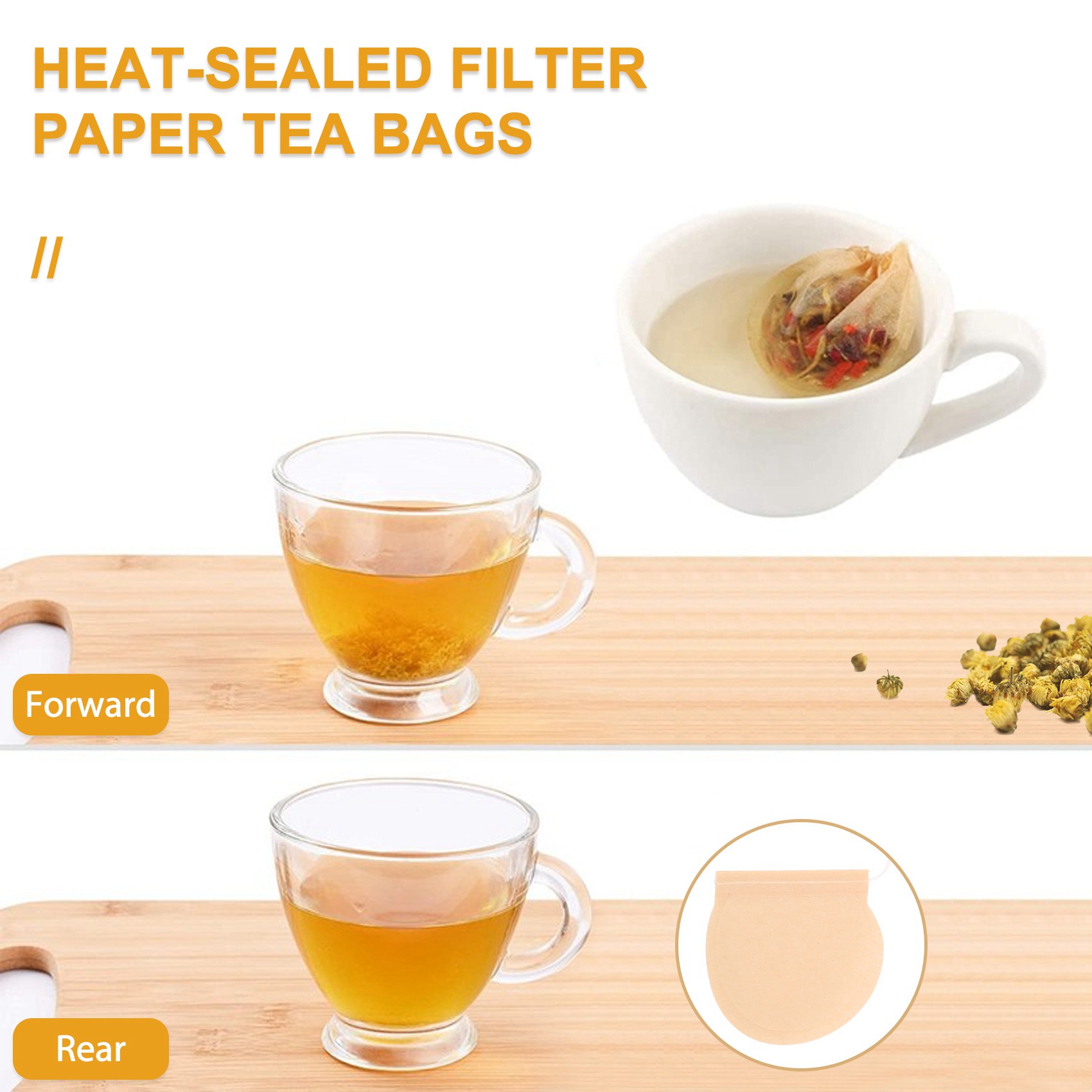 Torebki na herbatę, 300 sztuk jednorazowych pustych torebek na herbatę Zaparzacz robić herbaty Torebki na herbatę ze sznurkiem Bezpieczne torebki na herbatę z naturalnego materiału robić luźnych ziół liściastych Te