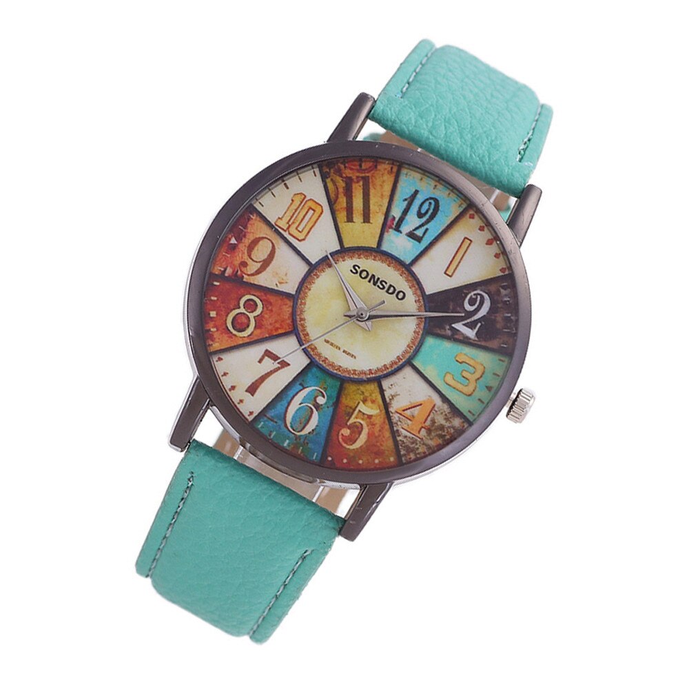 Retro Vrouwen Horloges Persoonlijkheid Dial Casual Lederen Riem Polshorloge Voor Meisjes Mode Quartz Horloge Dames Klok Montre Femme