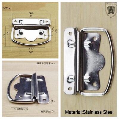 Thick Stainless Steel Iron Handle Bag Handle Wooden Cabinet Iron Box Ring Small Handle Activity Handle: Stainless Steel-100