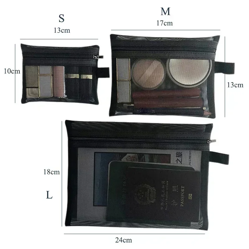 1pc Frauen Reisen Kosmetik Tasche transparent Gittergewebe machen-hoch fallen Organizer Lagerung Beutel lässig Reißverschluss machen-hoch Kulturbeutel Waschen Taschen: S / Freier Raum