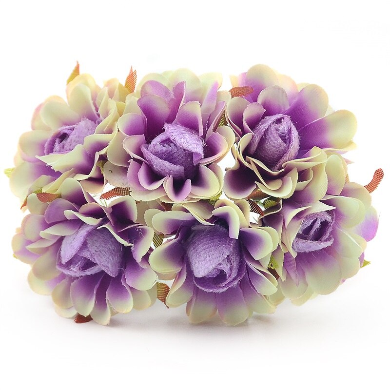 Bouquet de pavot en imitation soie artificielle, 6 pièces, bon marché, décoration de mariage, de noël à domicile, couronne à faire soi-même, application artisanale: purple