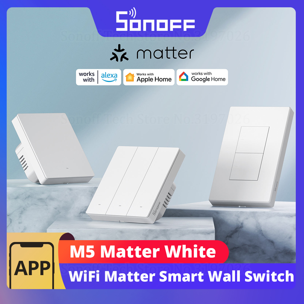 SONOFF M5 Matter interruptor de pared inteligente ESP32 bidireccional eWeLink-conmutador remoto Control de voz funciona con Alexa Google Apple Home Alice