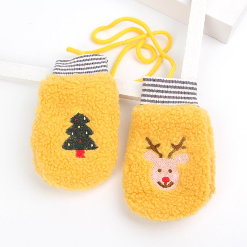 Winter Weihnachten Neue kinder Verdickt Warme Handschuhe Für Mädchen Und Jungen Lamm Samt Handschuhe Kinder Tasche Finger Handschuhe: Orange