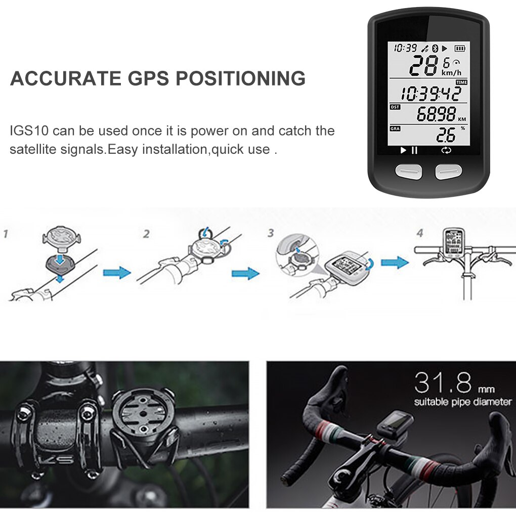 Fiets Computer Draadloze Gps Kilometerstand Snelheidsmeter Racefiets Mtb Fiets Bluetooth Ant + IGS10 Met Cadans Fietsen Computer