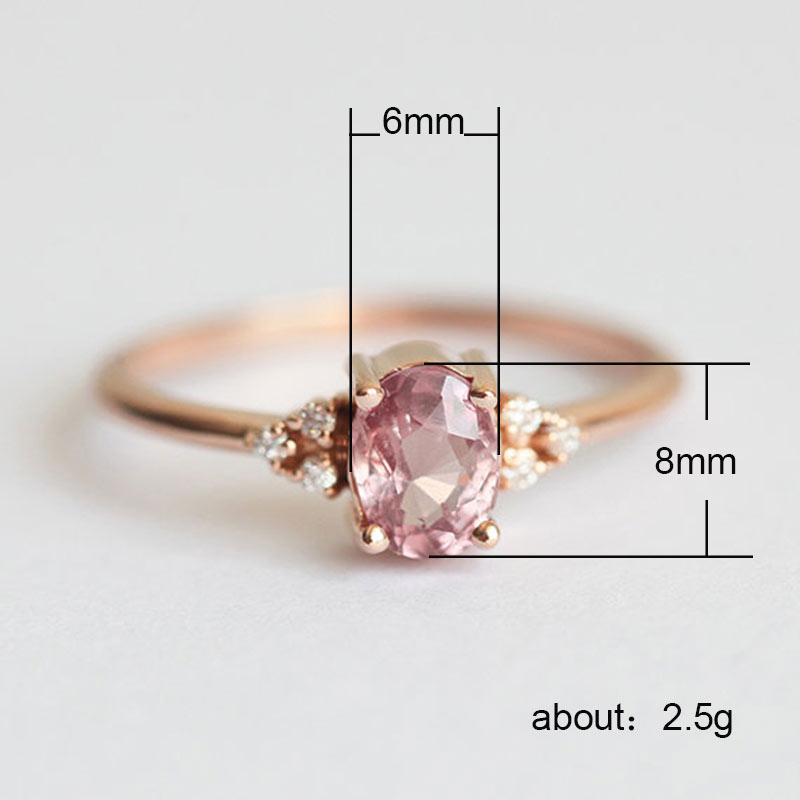Huitan romantisk lyserød aaa cubic zircon sten prinsesse ringe med rosaguld farve forlovelses tilbehør små sarte ringe