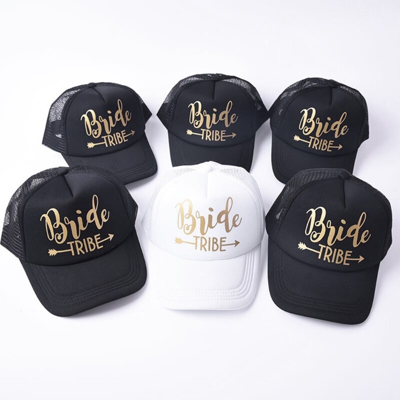 brud stamme snapback trucker mesh hatt måke bokstaver pil bryllup baseball lokk