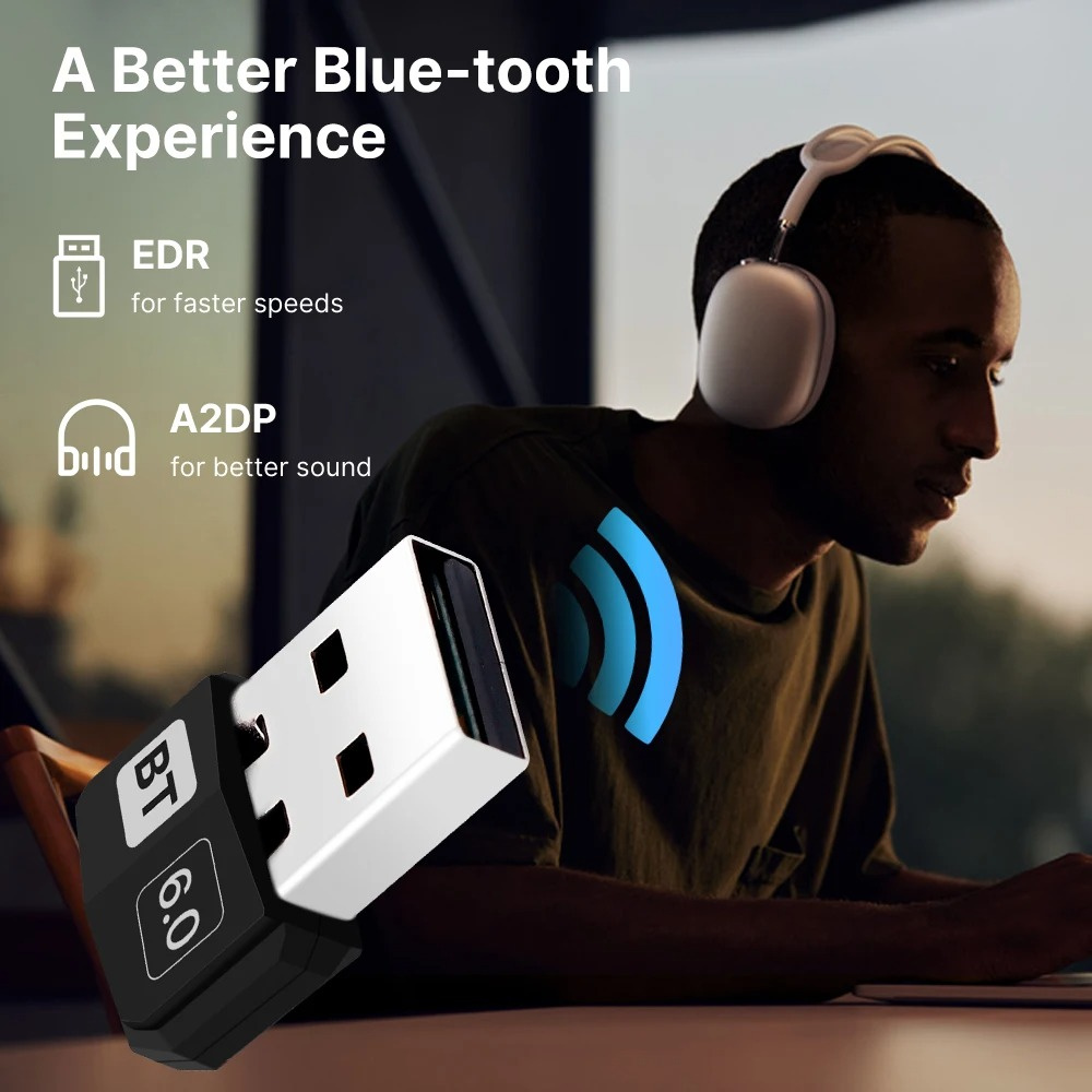 USB Bluetooth 6.0 5.4 Adapter for PC Windows 10 11 Bluetooth Receiver Transmitter for Keyboard/Mouse/Pc Laptop