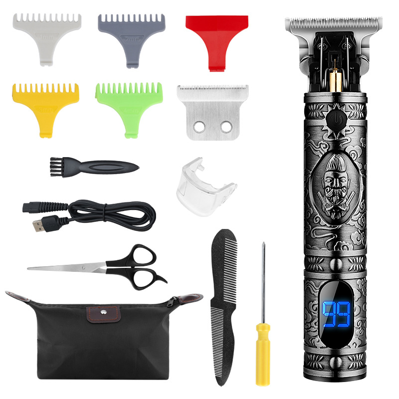 Professionelle Alle Metall T9 Elektrische Haar Haarschneidemaschine Bart Trimmer Männer Wiederaufladbare Haar Rasierer Bart Barbier Haar schneiden Schneid Maschine: LM-300 Silber-