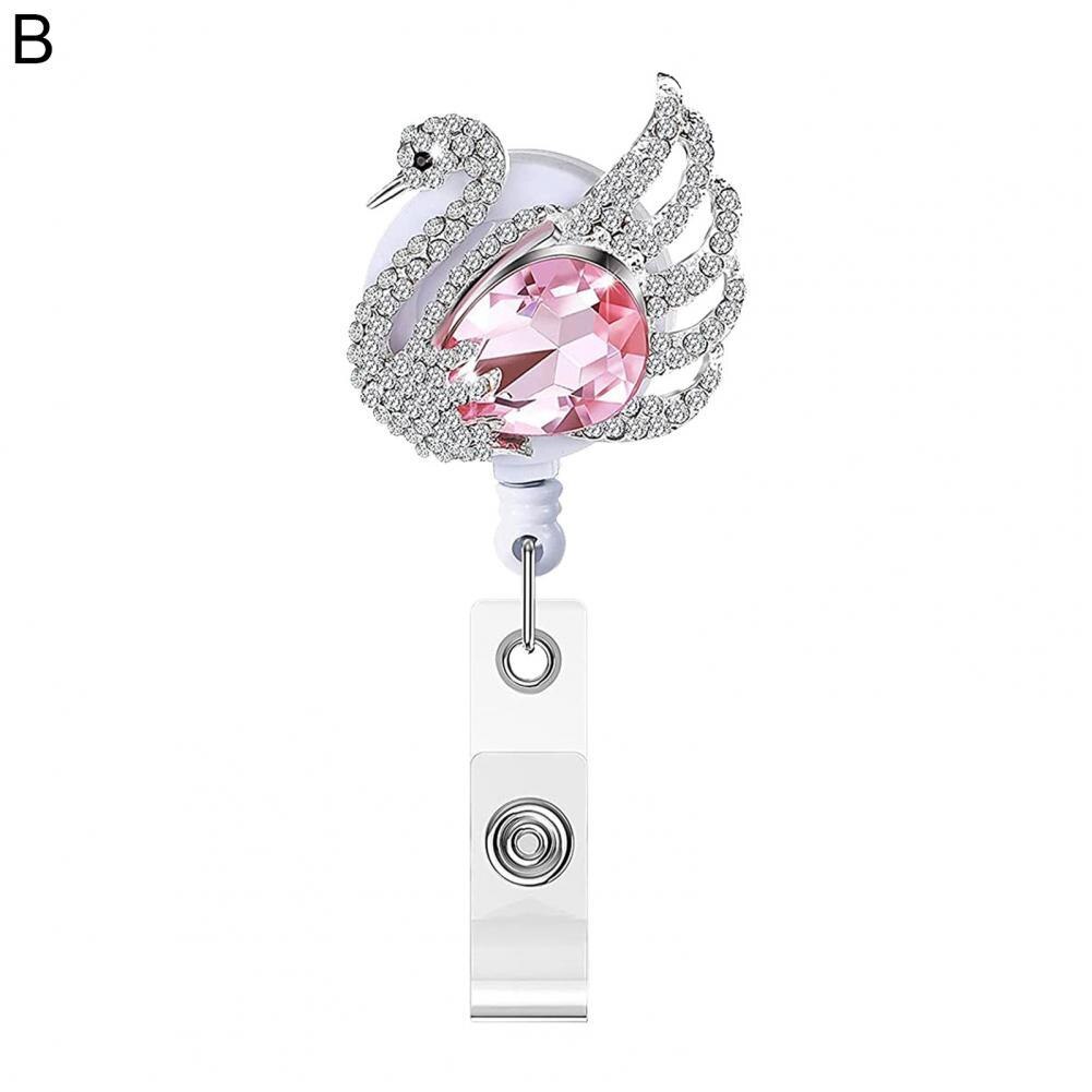 Badge Reel Chic Draagbare Studenten Badge Reel Clip Compact Ingelegd Badge Clip:  B