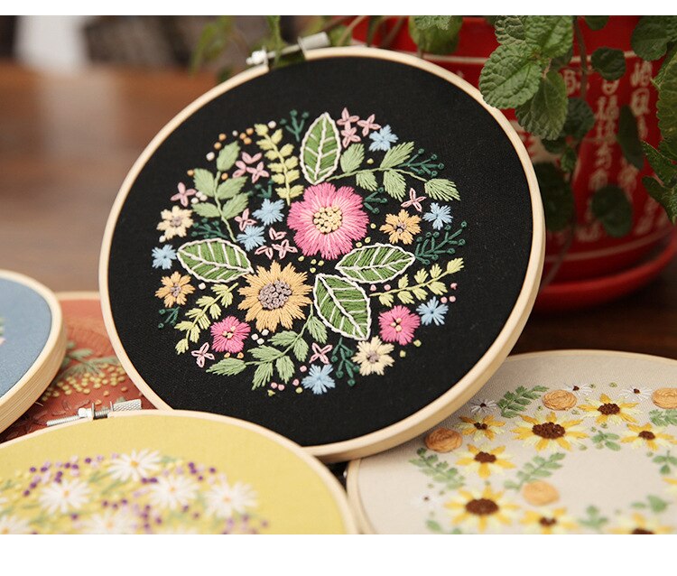 Europa diy blomsterbroderi starter sett med ramme til nybegynner håndarbeid sett korssting serie kunst håndverk sy dekor