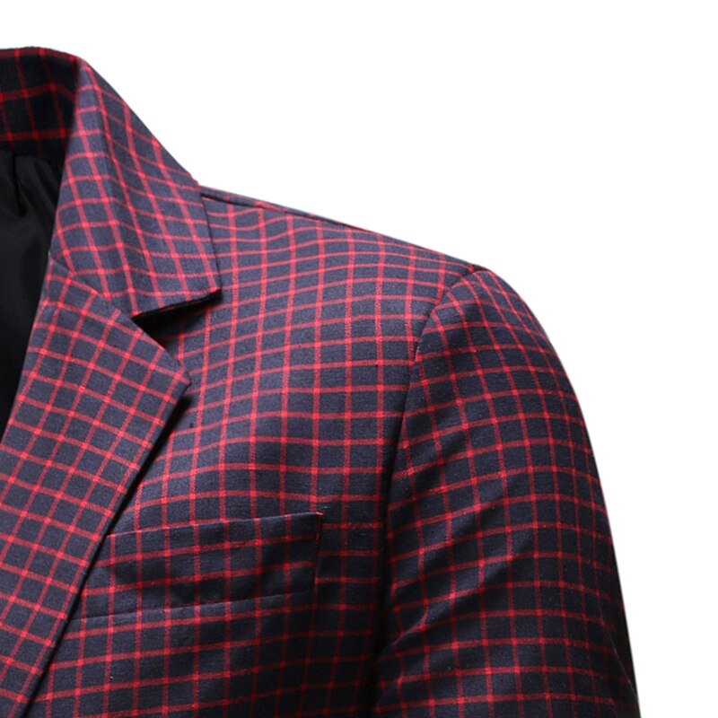 Blazer de costume à carreaux pour hommes, printemps , Slim Fit, un bouton, revers cranté, robe de costume, veste Masculino