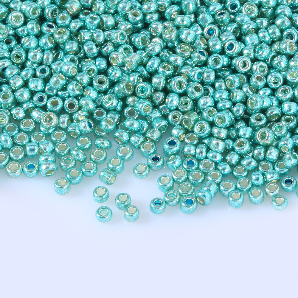 Cuentas de vidrio metálicas de 2mm, 11/0, espaciador redondo checo brillante, cuentas de semilla de corneta de cristal para fabricación de joyas, collar, pulsera, accesorios Diy: Beige