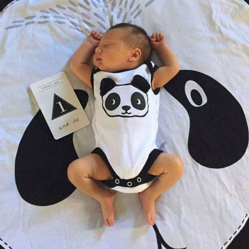 Tegneserie panda bomuld børn gennemsøgning matte børn spil runde pad baby værelse dekoration tæppe