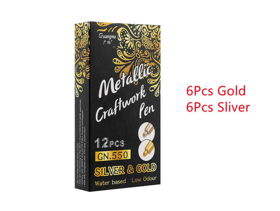 Rotuladores metálicos impermeables para dibujo de estudiantes, marcadores de pintura permanente, color dorado y plateado, suministros para manualidades: Azul marino