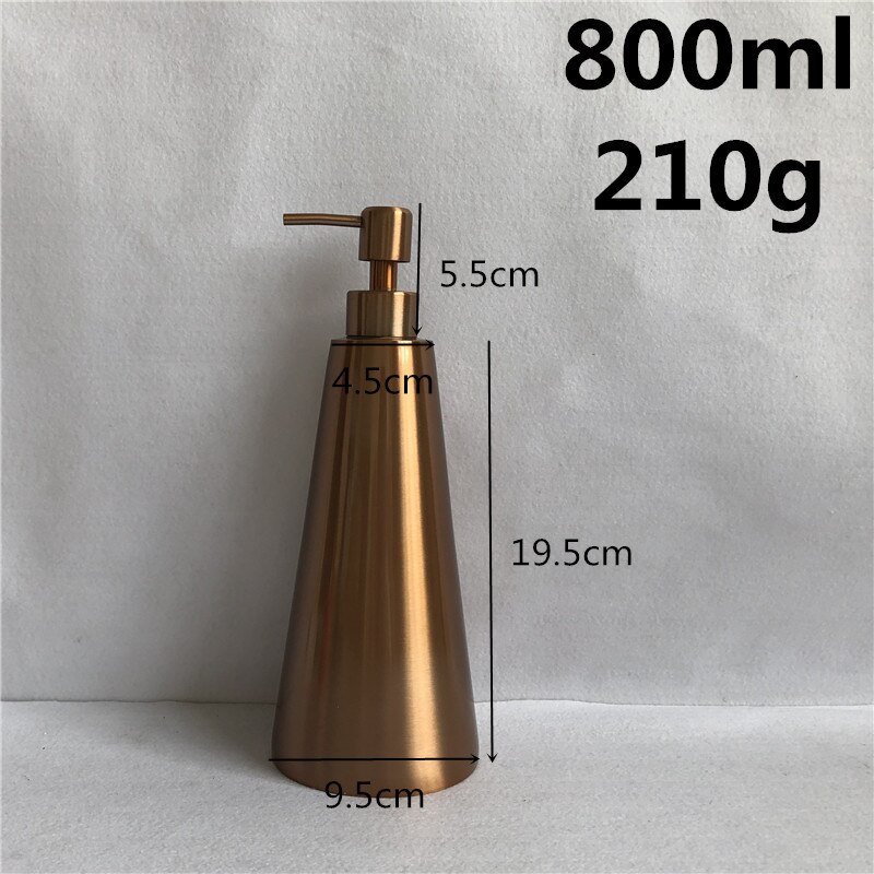 Dispensador de jabón de oro rosa dispensador de jabón líquido botella de loción 350 ml/550 ml/800 ml protector de jabón de acero inoxidable: 800ml
