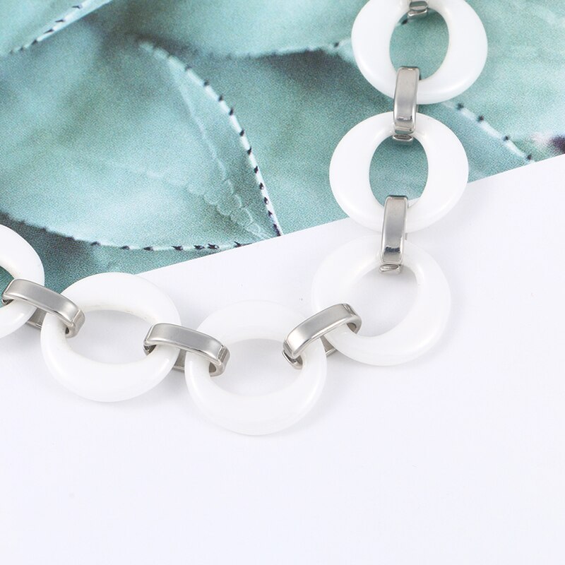 Creux rond blanc Bracelet en céramique femme lisse bracelets en céramique femmes Bracelet bijoux blanc couleur