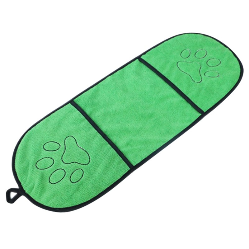 Kæledyrshunde badehåndklæde ultraabsorberende mikrofiber superabsorberende tørretørklæde til kæledyr med lomme til små mellemstore hunde: Grøn