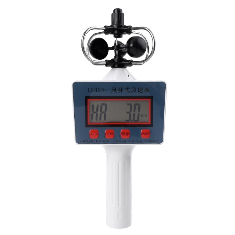 Digital Cup Style Anemometer Wind Speed Gauge Average Instantaneous Wind Speed