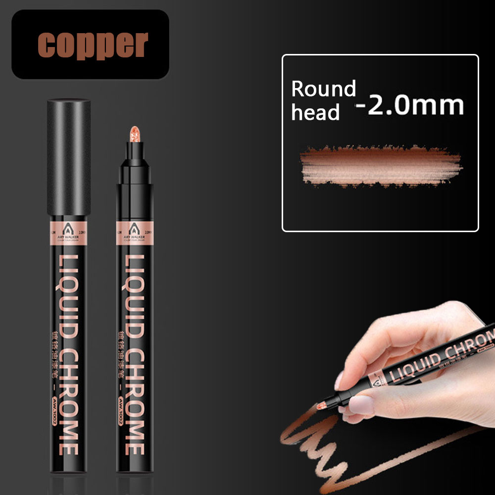 Chrom Spiegel Marker Stift 0,7mm 1mm 2mm DIY Zeichnung Farbe Stift Spiegel Marker Chrom Silber Gold Marker Auto Styling Kunst Handwerk: Schwarz