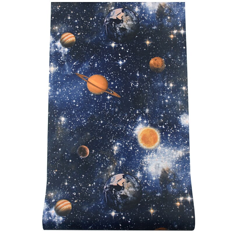 Outer space stars planet wallpaper Ceiling top wallpaper children room blue theme room wallpaper