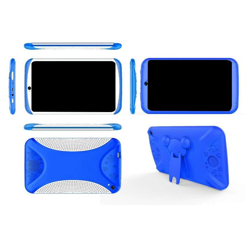 Kindertablet  pc 7 inch quad core hd tablet android 4.4 dual camera wifi+bluetooth, blauwe eu-stekker