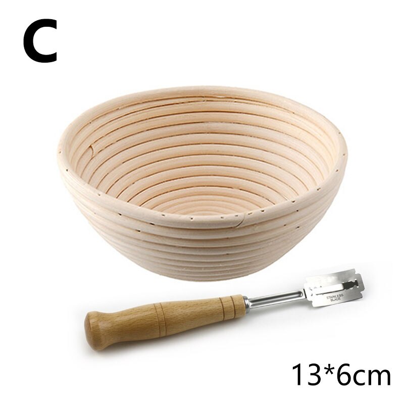 Natural Rattan Bread Proofing Basket Oval Rattan Wicker Dough Fermentation Sourdough Bread Basket With Trimming Knife: C