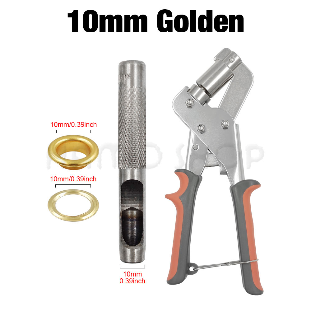 Eyelet Grommet Tool Kit Handheld Install Pliers Portable Grommet Hand Press With 100 Set Of Grommets For Leather Canvas Clothing: Copper