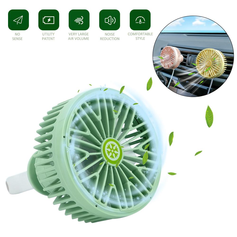 Car Outlet Fan 360 Degree Rotating Car Air Vent Fan Car Cooling Accessories Swing Fan Car Interior Accessories Auto Backseat Fan: Green