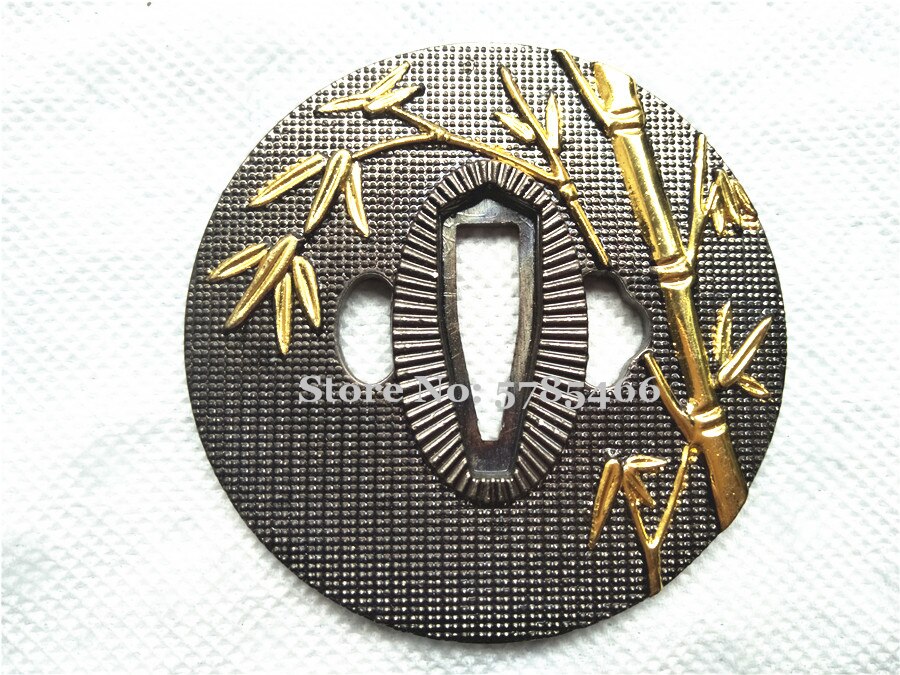Bamboo Theme Metal Crafts Kirsite Sword Guard for Katana/Wakizashi Accessory Set Tsuba+Menuki+Fuchi+Kashira+Handle+Habaki+Seppa: C